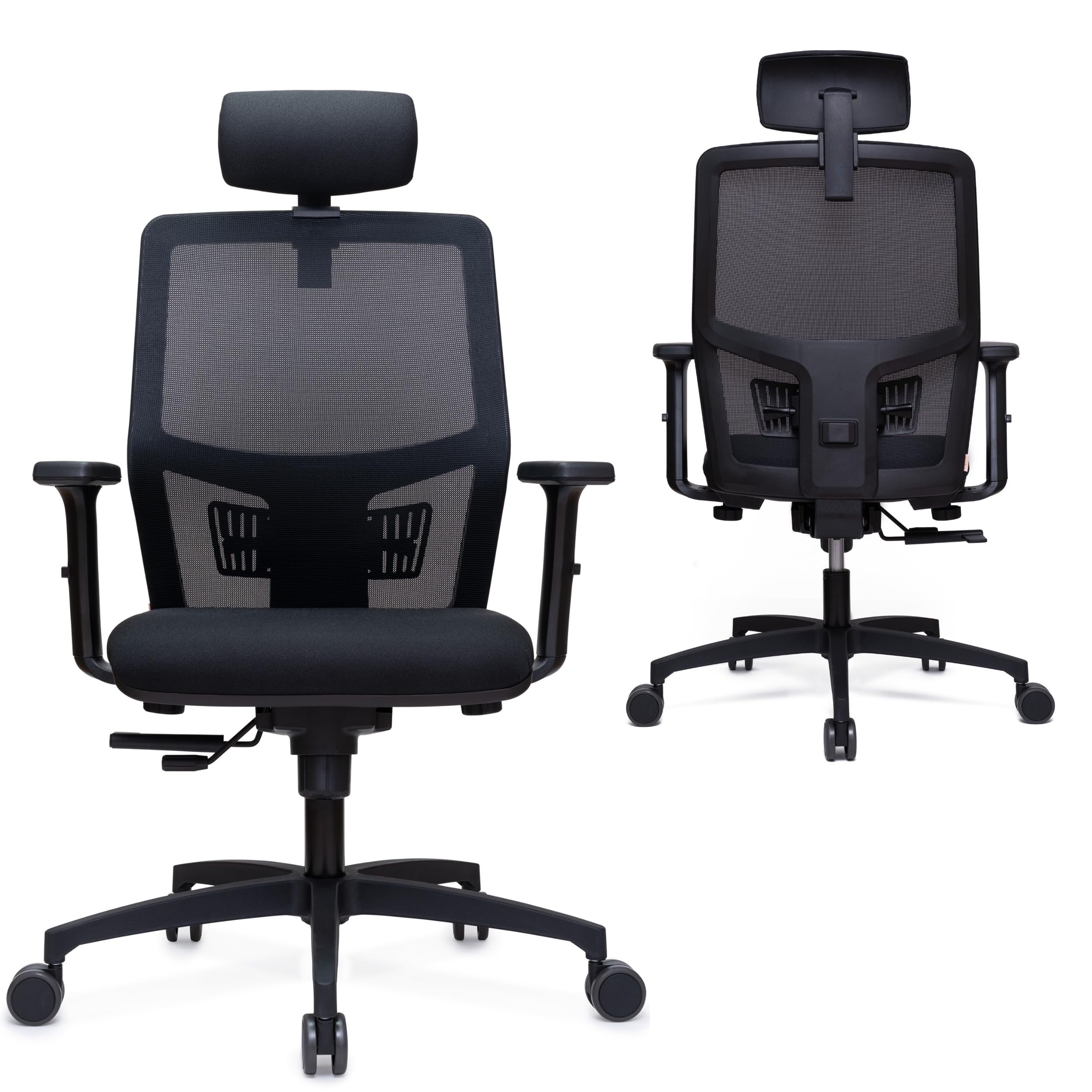 ErgoOtto Venezia Sedia Ufficio per Persone Alte, Sedia Scrivania con Schienale Regolabile in Altezza, Supporto Lombare Ergonomico e Poggiatesta Regolabile, Made in Italy