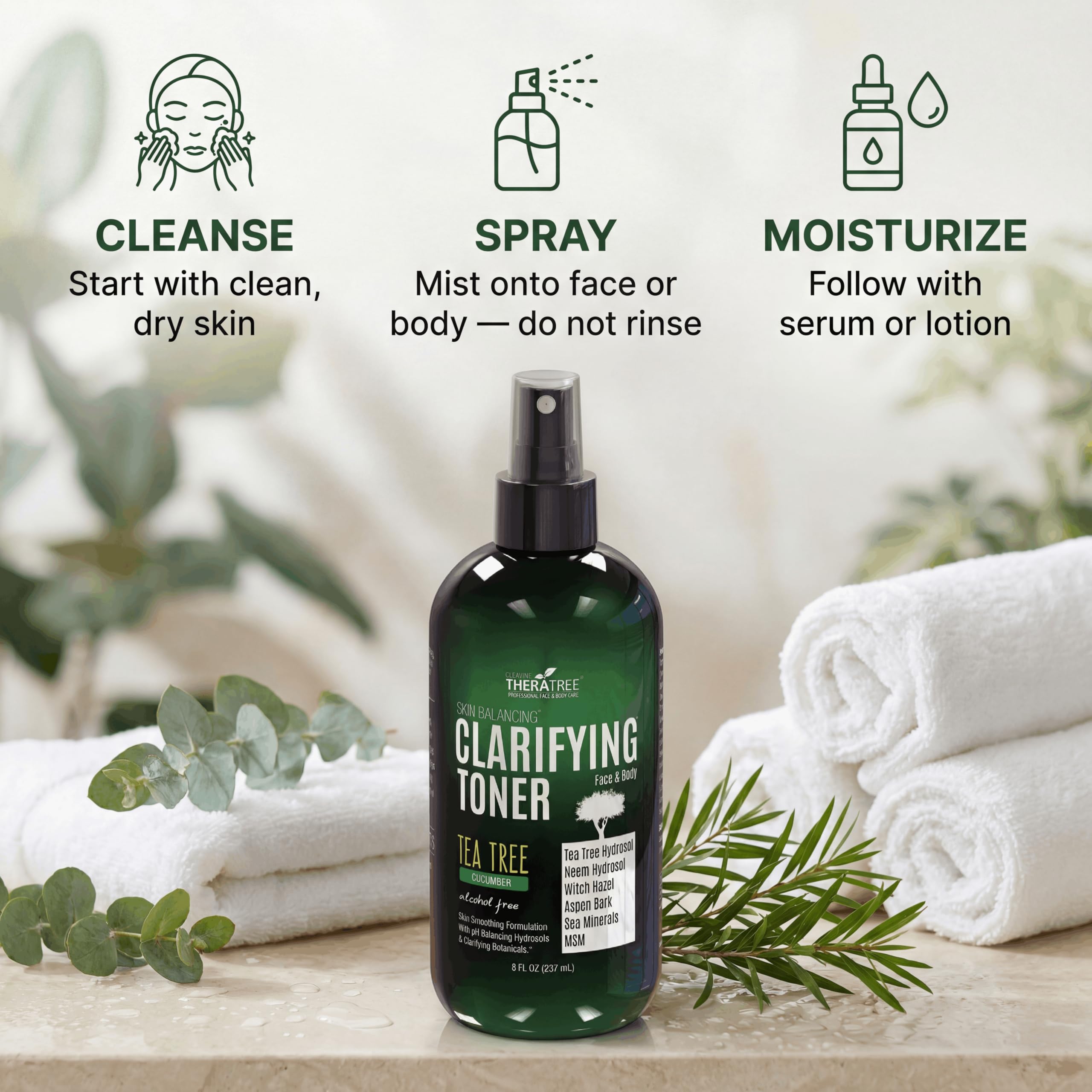 Amazon.com : Oleavine TheraTree Clarifying Toner with MSM, Tea