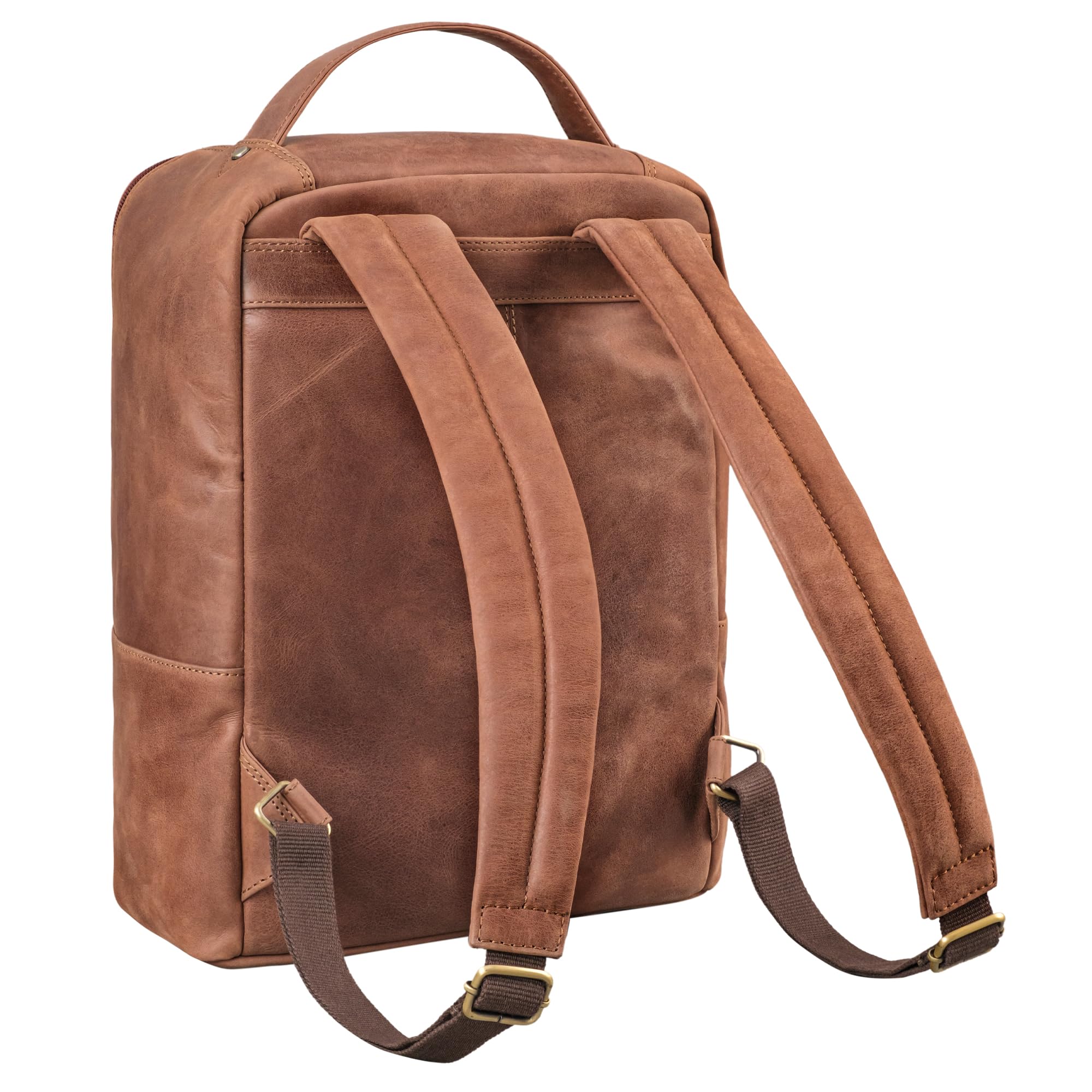 STILORD 'Rory' Mochila City en Cuero Grande para Damas y Caballeros - Elegante Mochila para Laptop de 15,6 Pulgadas, Equipaje de Mano y Viaje, Color:messina - marrón