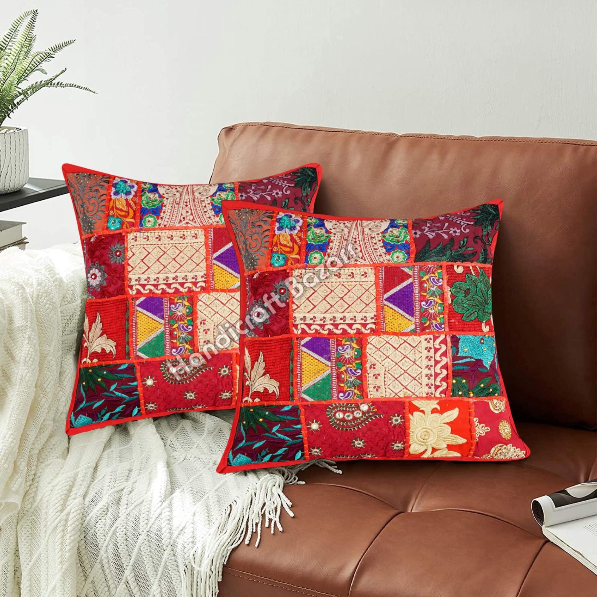 Handicraft Bazarr Patchwork Cushion Cover Traditional Embroidery