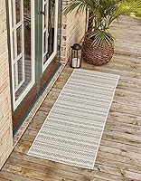 Vista 16 de Unique Loom Outdoor Striped Collection Alfombra de área - Maia (2' 2" x 3' 1" Rectángulo, Beige/Marfil)