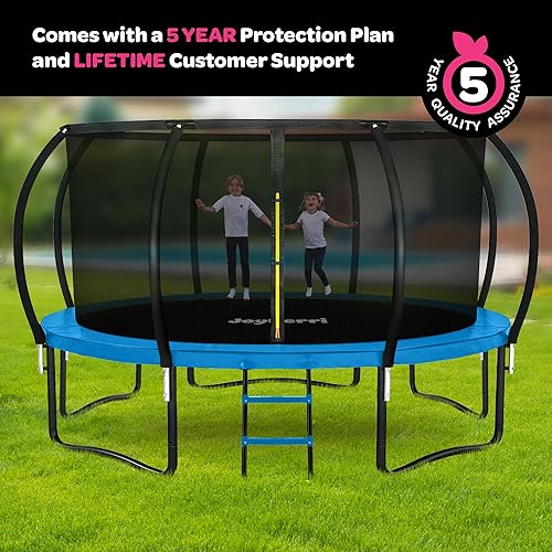 Vista 43 de JoyBerri Trampolín para exteriores - Cama elástica recreativa certificada ASTM, 8 pies, 10 pies, 12 pies, 14 pies, 15 pies, 16 pies, trampolín Negro