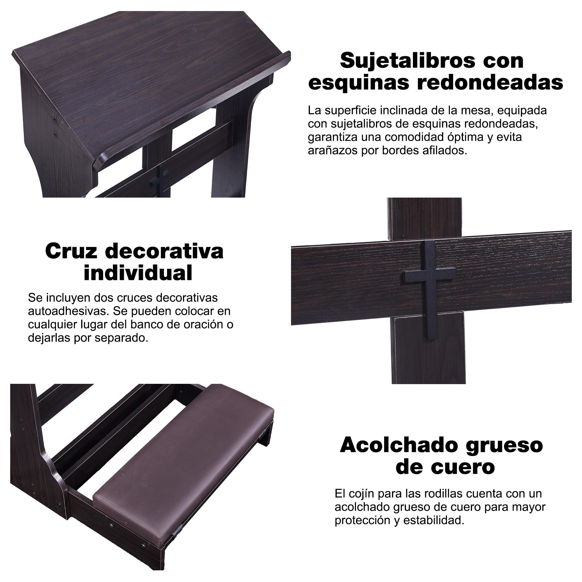 Banco de oración con cojín, reclinatorio de Madera para el hogar,Silla Plegable para arrodillarse en la Iglesia - Regalos religiosos para la adoración y la meditación