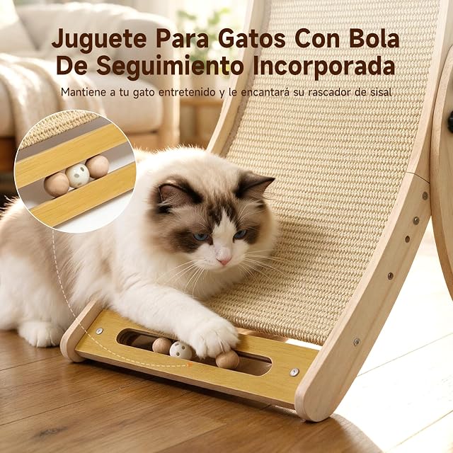 Foto 5 de 7 de DONWEI Cama Rascadora Sisal, Rascador 3-en-1 para Gatitos Y Gatos Grandes
