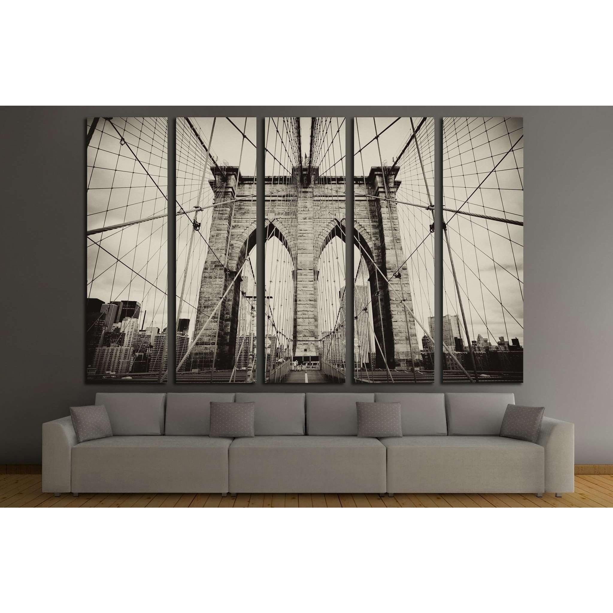 Cuadro de Brooklyn Bridge para decorar salones modernos con un gran lienzo de 5 paneles 3