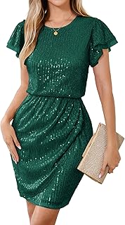 Women's Sparkly Sequin Dress Cap Sleeve Party Cocktail Holiday Dress Ele...