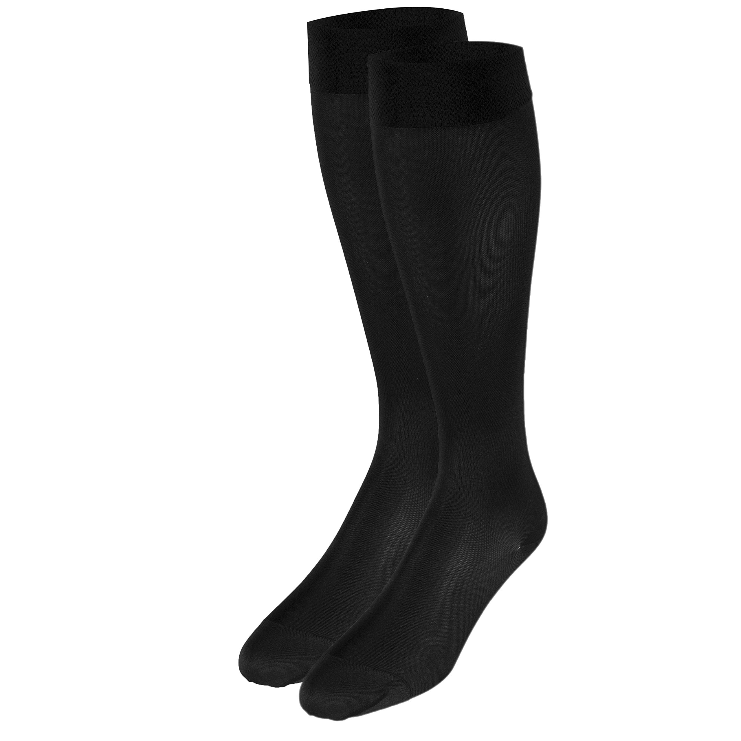 Truform Women's Compression Stockings, 20-30 mmHg, Knee High Length, Closed Toe, Opaque, Black, X-Large