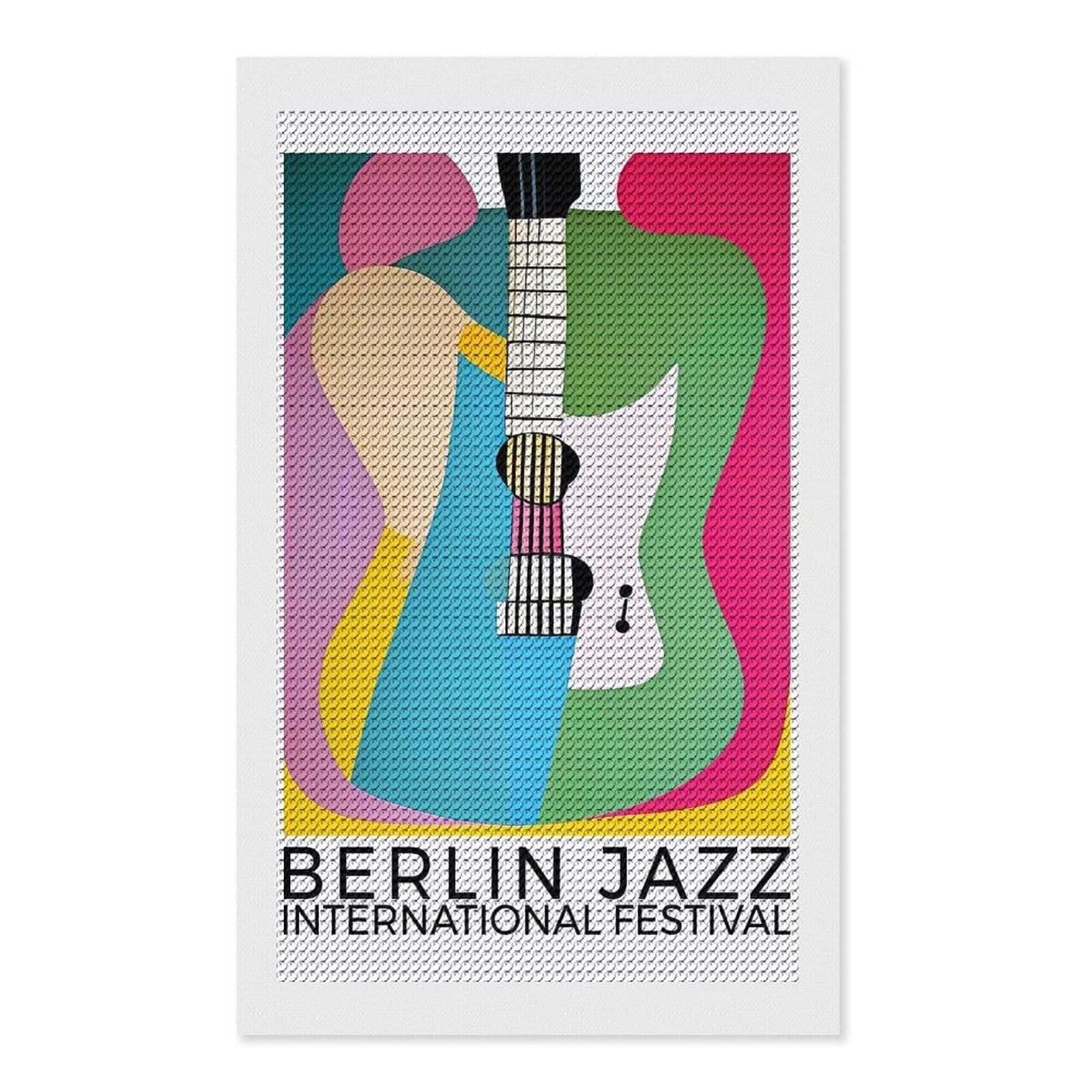 Junmoney Berlin Jazz Festival Diamond Painting Canvas Set 12"x20", Satisfying Creative Project, Easy to Follow Symbols, Fun Craft Experience