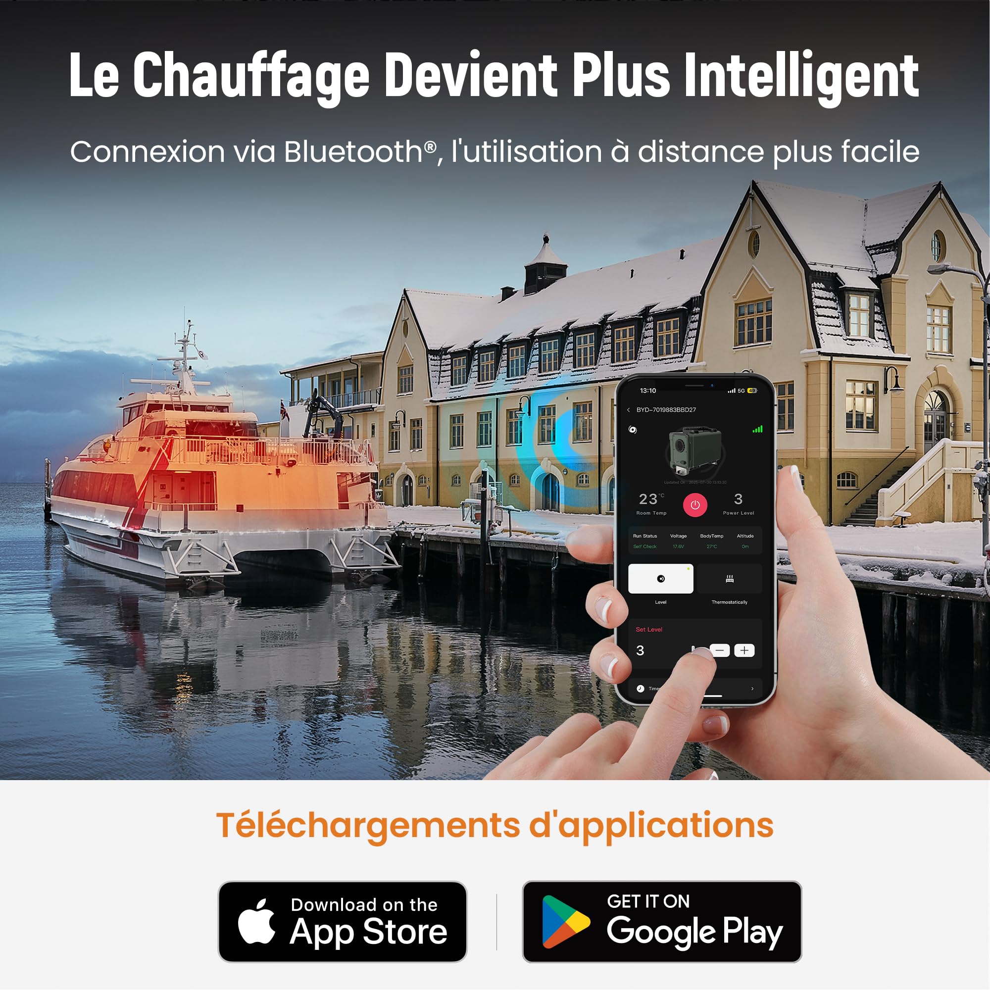 maXpeedingrods 12V 2KW Chauffage Diesel, Réchauffeur d'air Diesel stationnement Réservoir 10L avec LCD et télécommande pour voiture camions RV Croisières avec silencieux