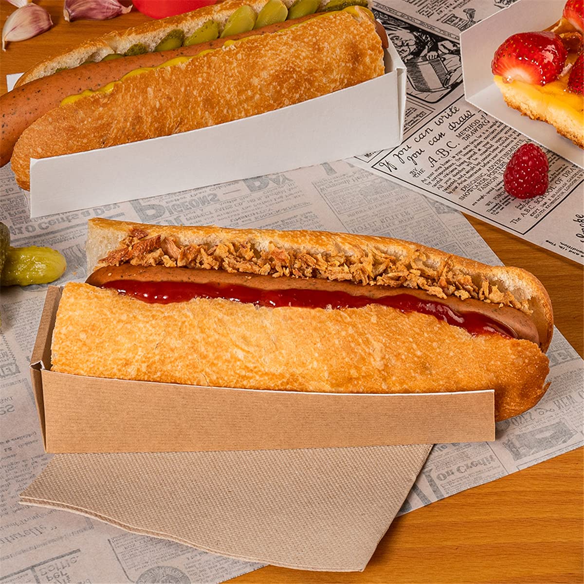 García de Pou - 200 unidades Palas Hot Dog 'Thepack' 220 G/M2 4,7X18,2X4 Cm Natural Cartón Ondulado Nano-Micro