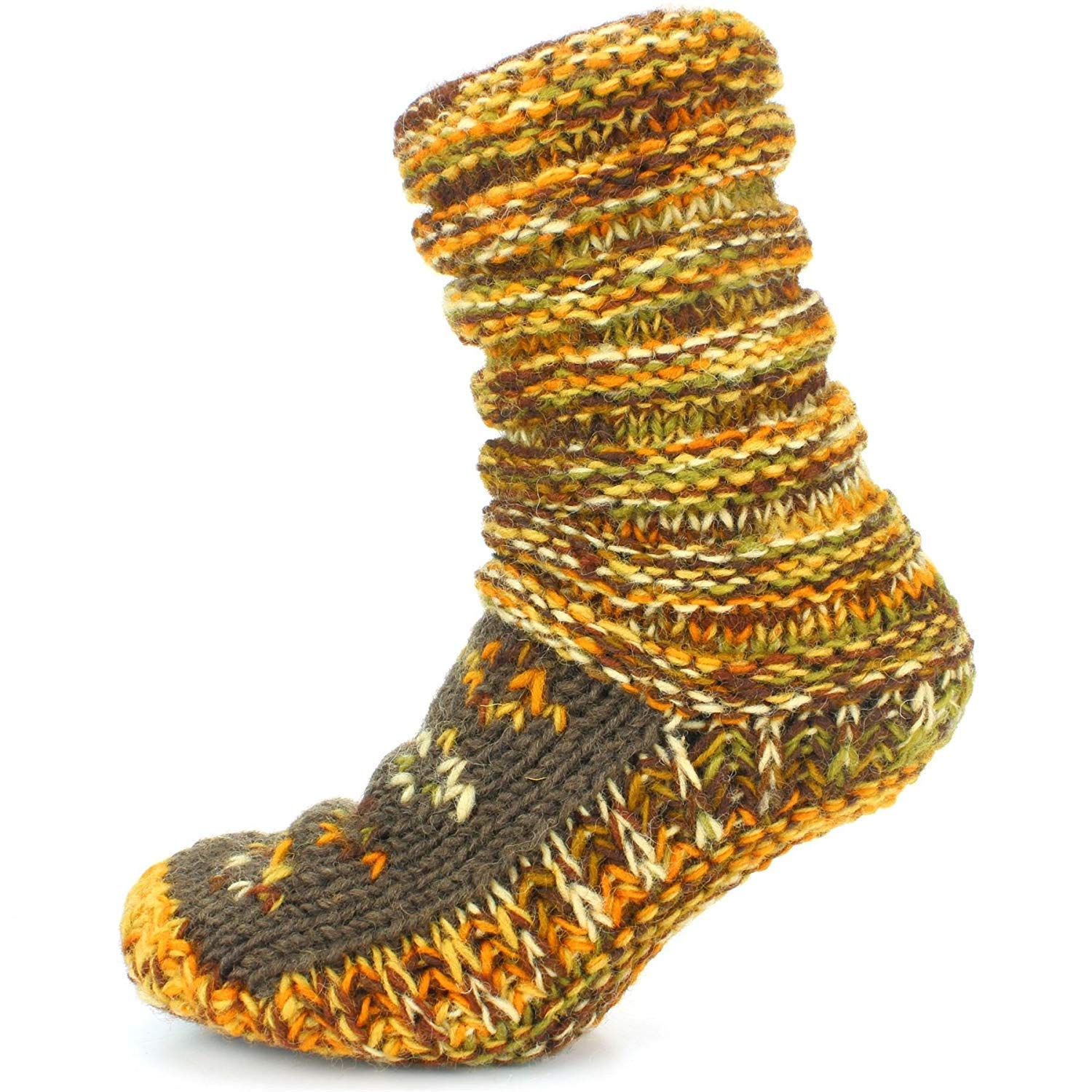 LOUDelephant Chunky Wool Knit Slipper Socks - Rusty Brown