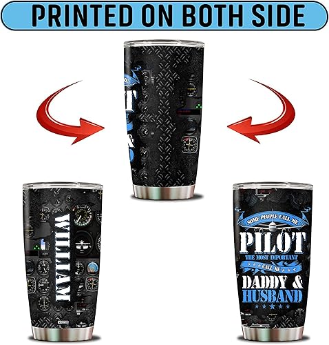 Miniatura 6 de Regalos piloto para hombres, vasos personalizados de acero inoxidable de 20 onzas, 30 onzas, taza de viaje con nombre personalizado, taza de viaje,