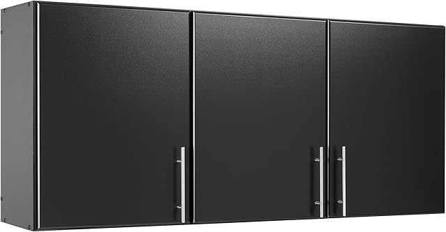 Prepac Elite 3 Door Wall Mounted Storage Cabinet, 54" W x 24" H x 12" D, Black