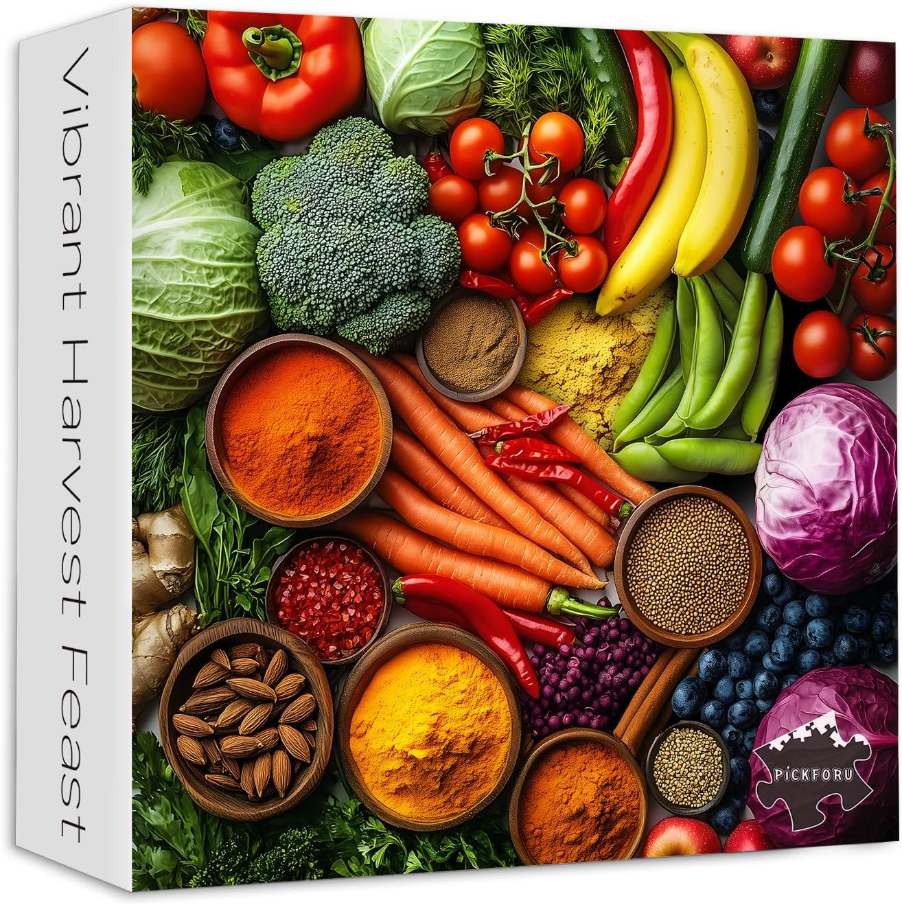 Vintage Fruit Puzzles for Adults 1000 Pieces, PICKFORU Colorful Vegetable Plant Spices Jigsaw Puzzles Kitchen, Hard Challenging Food Theme as Art Decor