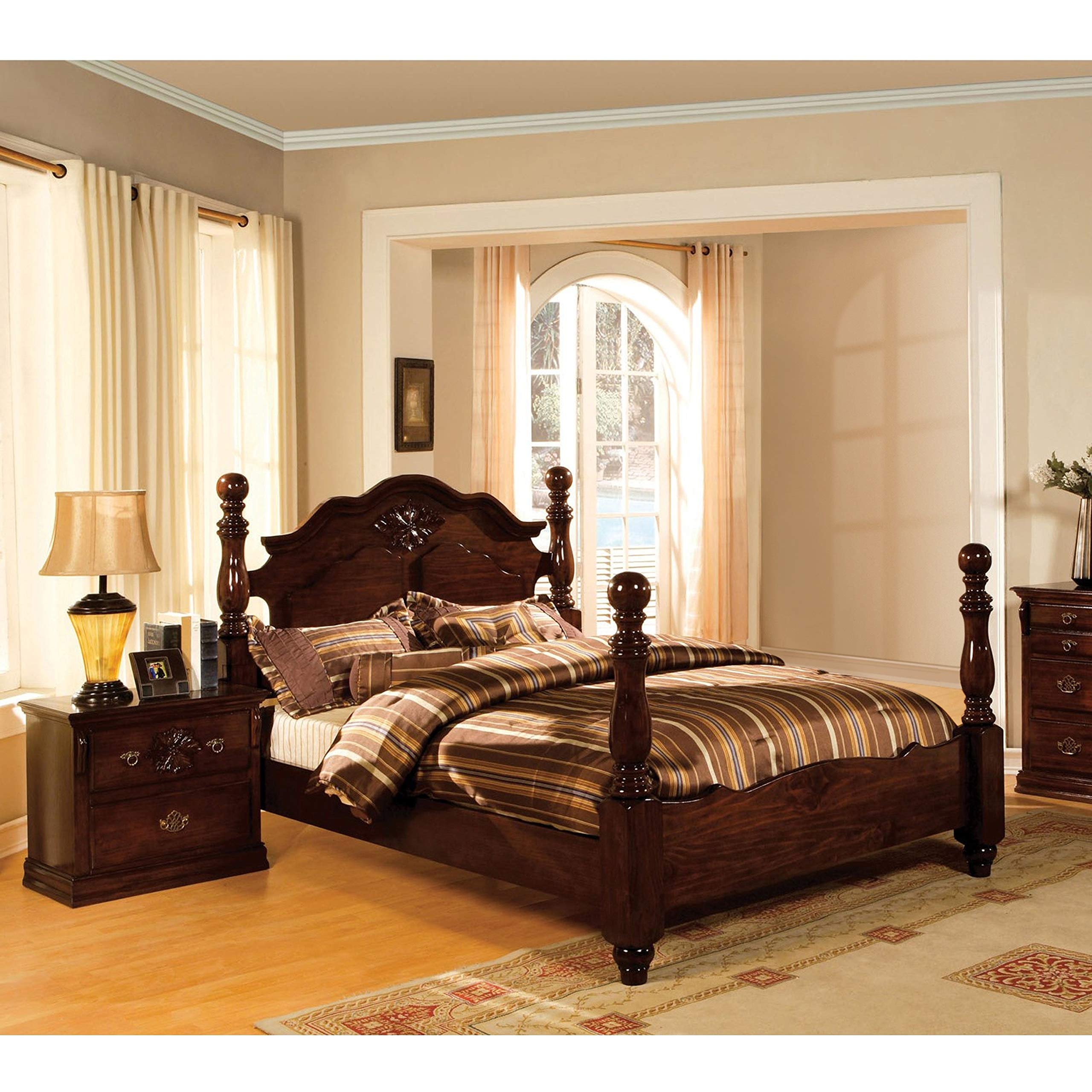 Furniture Of America Bow Cherry Solid Wood Four Poster Bed ubicaciondepersonas.cdmx.gob.mx
