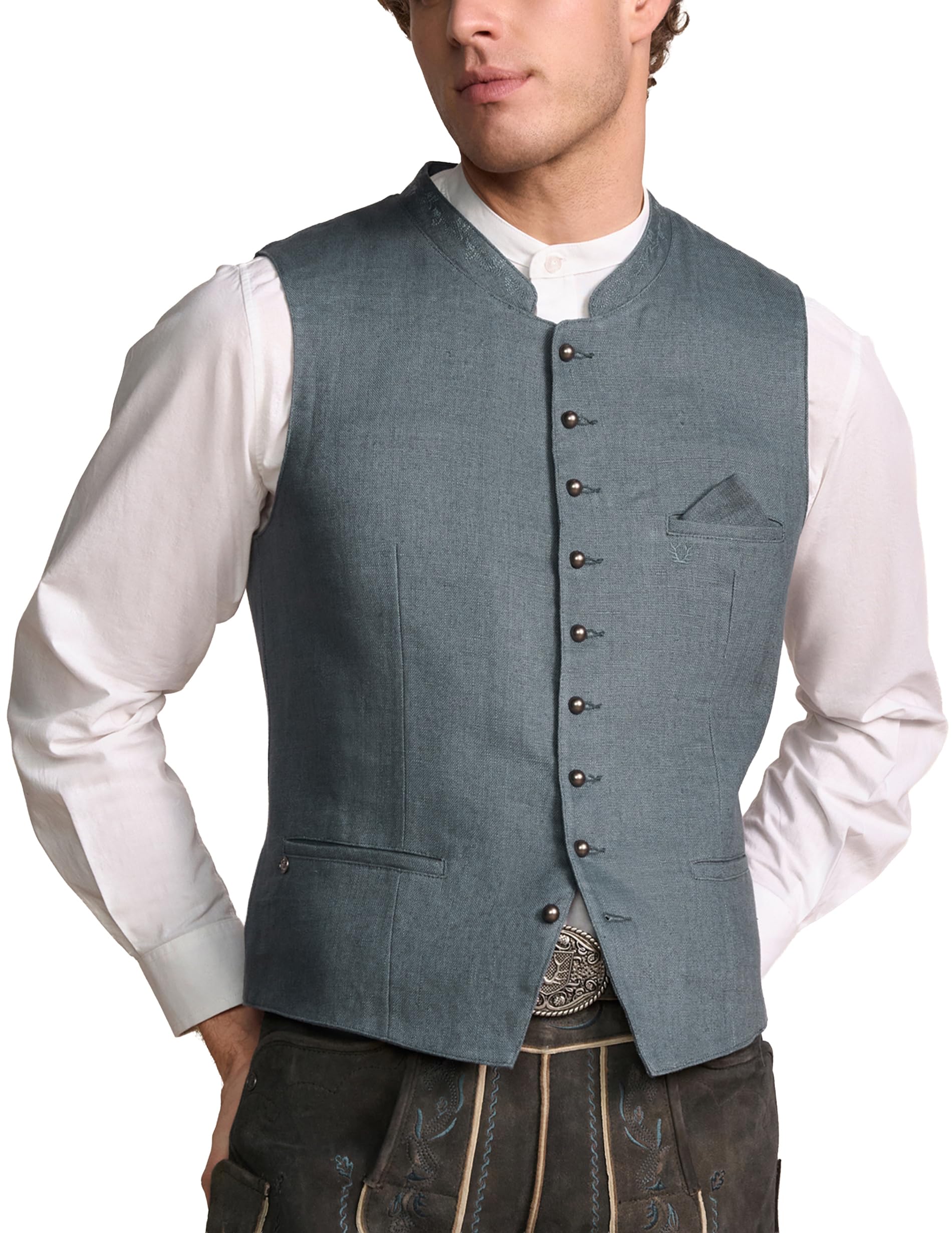 Krüger Herren Trachten Weste Felipe, klassisch, festlich, Rundhals, Tracht, Volksfest