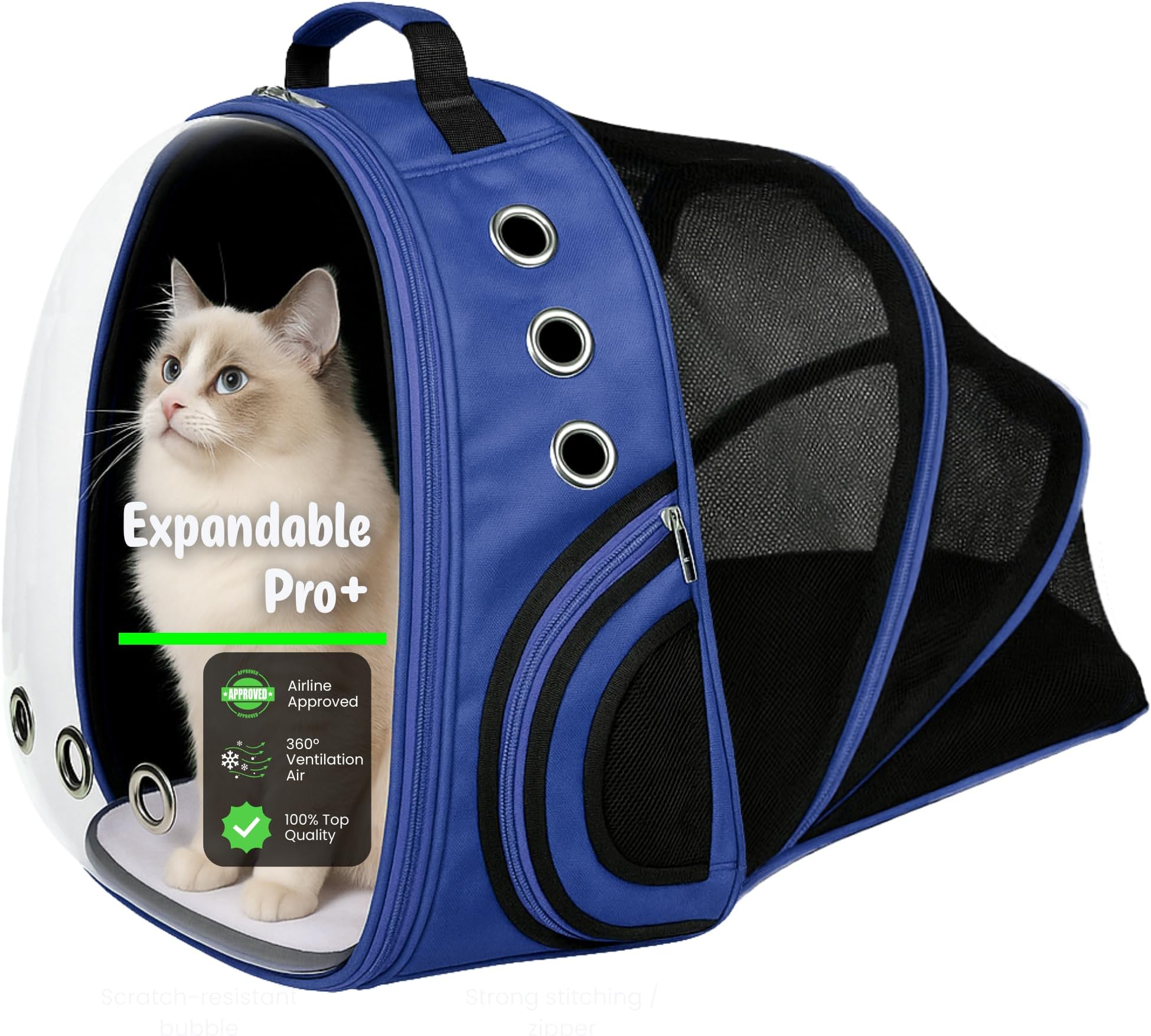 Buraq Expandable Astronaut Bubble Window Pet Carrier Backpack, Breathable Space, Stylish Secure & Ventilated Travel Bag for Cats