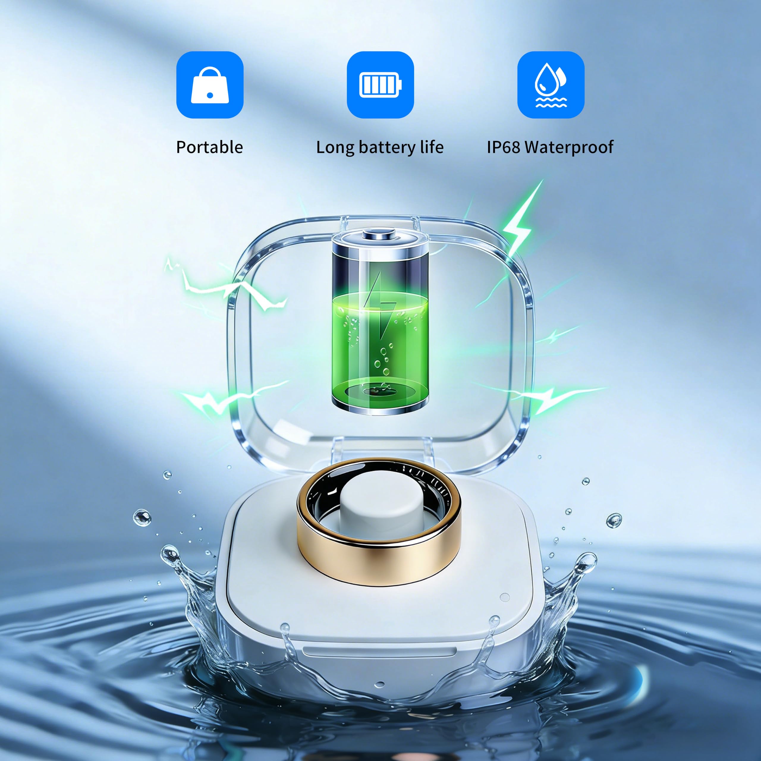 Smart Ring Health Tracker per donne e uomini, monitoraggio della salute dell'esercizio del sonno, monitoraggio giornaliero, compatibile con iOS/Android, impermeabile IP68, nessun abbonamento richiesto