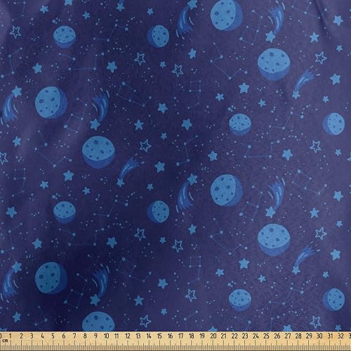 Miniatura 587 de Lunarable - Tela para amantes de perros de The Yard, patrón divertido de animales de dibujos animados en posiciones caprichosas estirando y Beige y