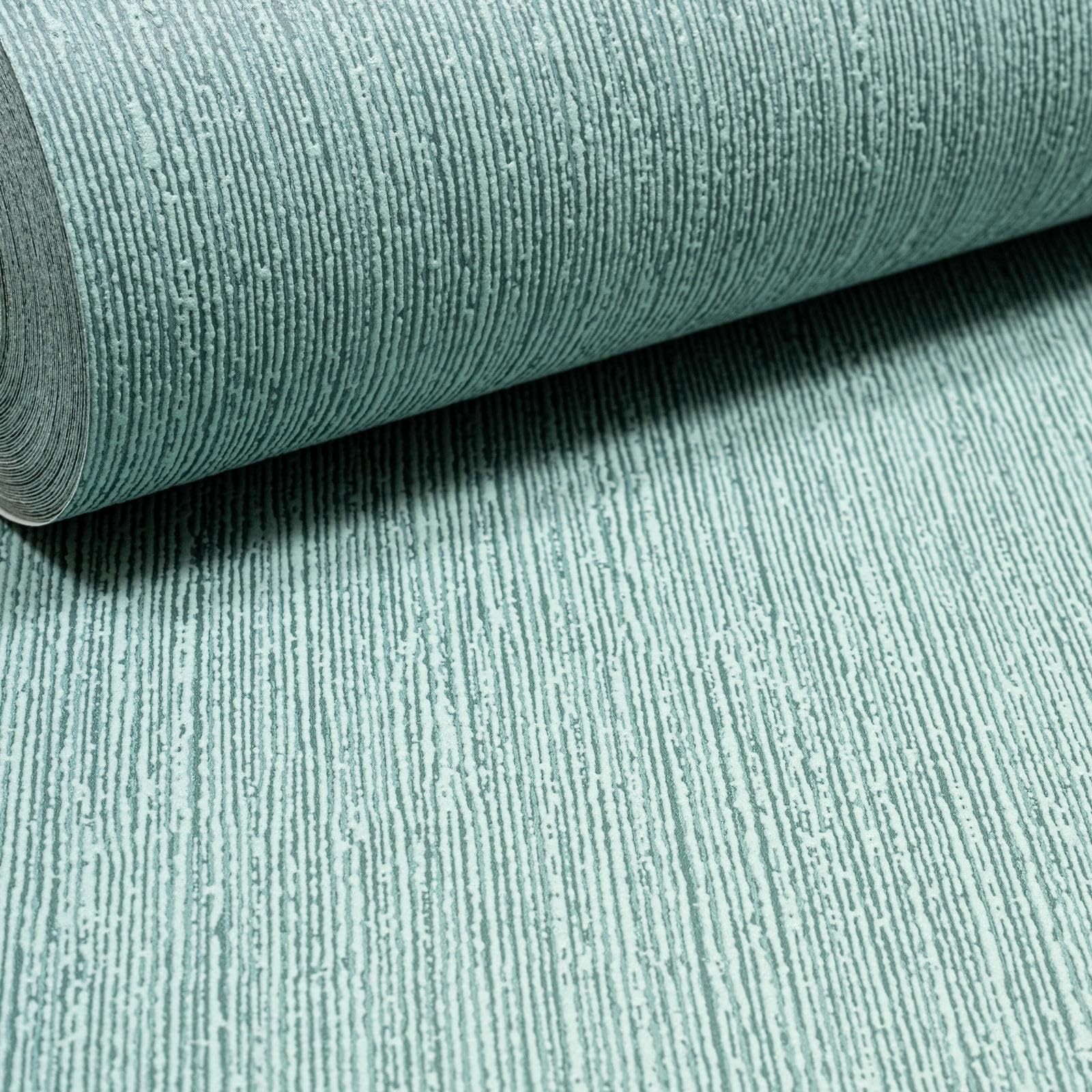 Sophie Laurence Green Plain Stripe Wallpaper Textured Free Match Paste The Wall Lounge Bedroom