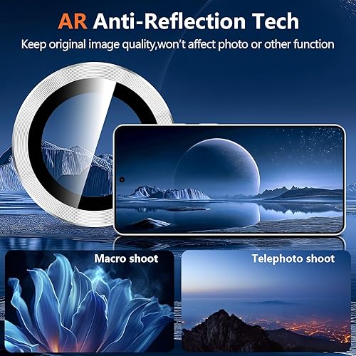 Vista 114 de para Samsung Galaxy Z Flip 7 Protector de Lente de Cámara, Cubierta de Lente de Vidrio Templado con Anillo de Metal Individual, [Fuerte Adhesión] 1