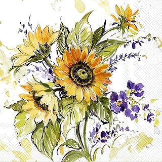 Sunflower Party Napkins- 40 Count | 2 Packs of 20CT Lunch Napkins | Sunflower Bunch By Susan Winget