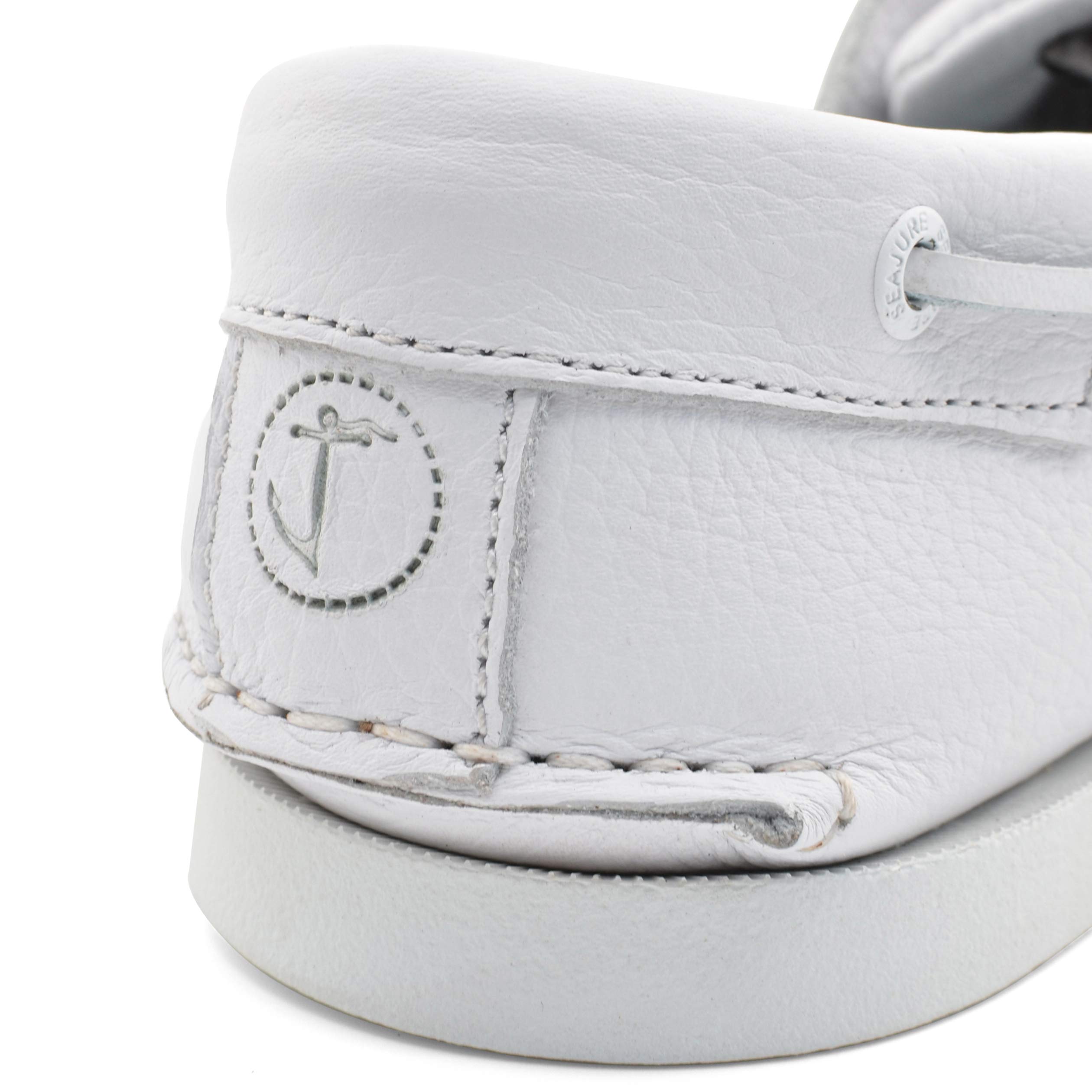 Seajure Chaussures Bateau pour Homme Knude en Cuir Blanc