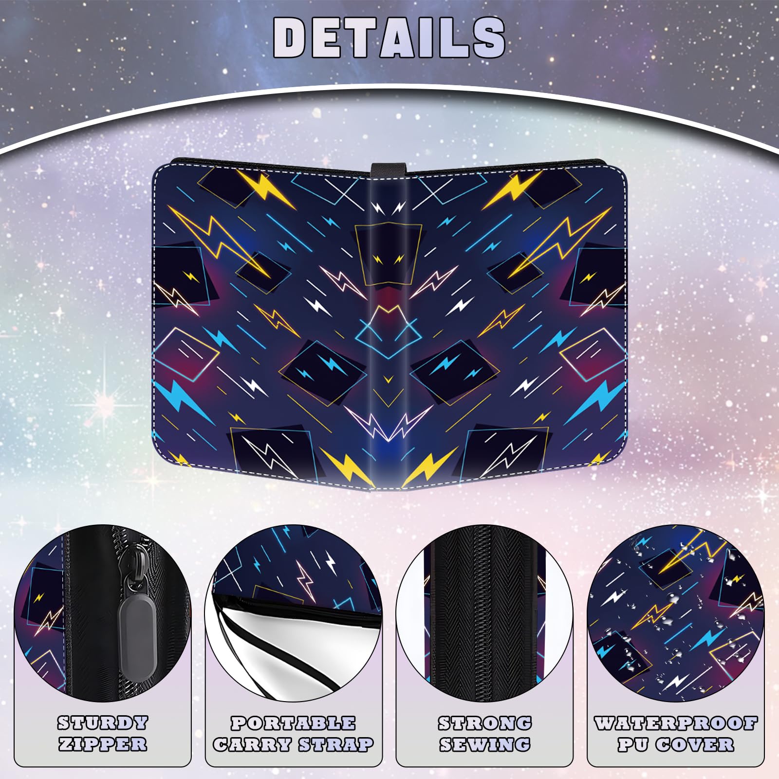 Carpeta de tarjetas para tarjetas coleccionables con capacidad para 440 tarjetas, 55 páginas, cremallera impermeable de piel sintética con asa portátil, álbum de tarjetas coleccionables para 151