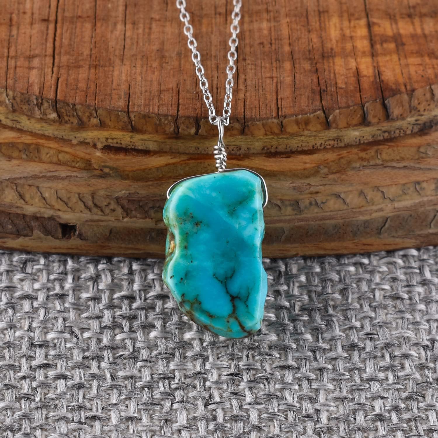 InfinityGemsArt Turquoise Pendant Necklace for Women, Birthstone, Natural Raw Gemstone Rough, Dainty Handmade Jewelry, Chakra Energy Healing Crystals, 925 Silver Chain 20 inch - Image 8