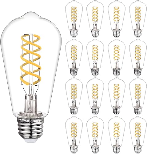 Miniatura 15 de 12 bombillas LED Edison vintage regulables, equivalente a 6 W, 60 vatios, blanco cálido 2700 K, bombilla de filamento LED en espiral flexible 2700K