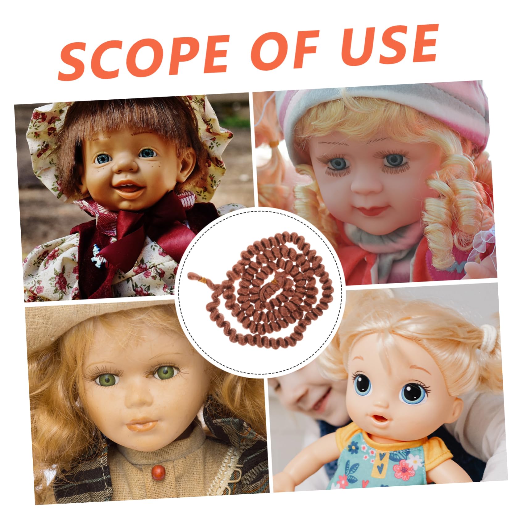 VILLCASE 5 Sätze Perücke Haarreihe Puppenschaufensterpuppe Puppenkleidung Dekorative Puppenperücken Puppenkopf Handgemachte Puppenhaare Puppenhaartressen Plastik Brown 4 Stück * 5