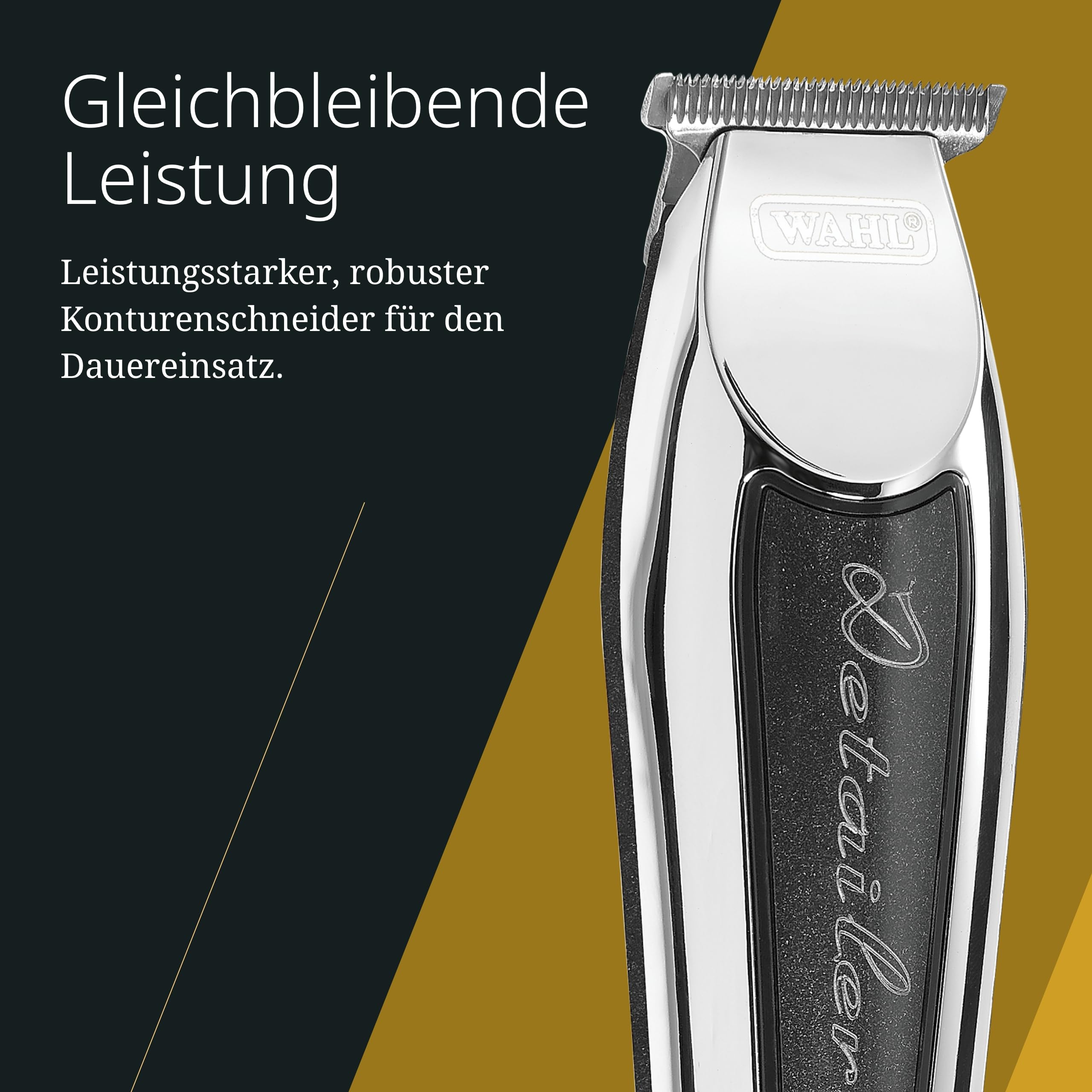 Wahl Detailer Trimmer - Leistungsstarker kabelgebundener Trimmer für Kantenbearbeitung und Detailarbeiten, schwarz/chrom