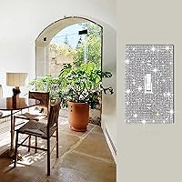 Vista 3 de Cubierta decorativa para interruptor de diamantes de imitación plateados brillantes, placa de pared de una sola banda