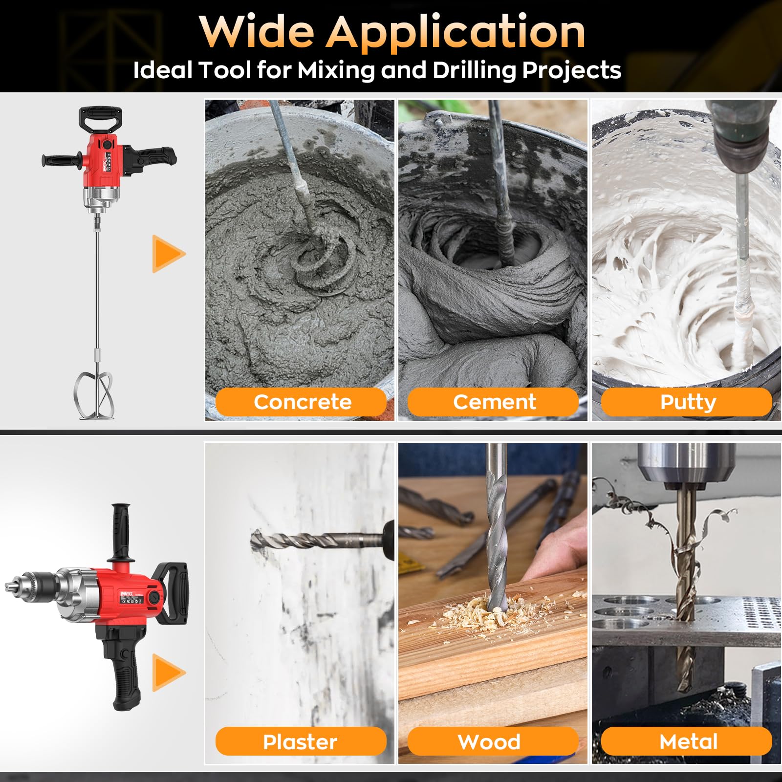 IMAYCC Concrete Mixer - Drill & Mixer Combo -6