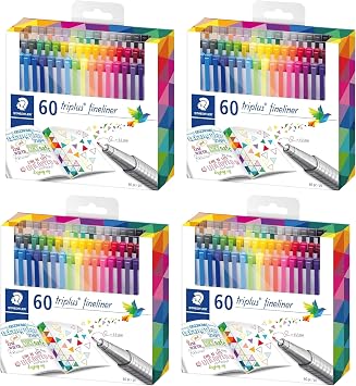 STAEDTLER Fineliner triplus 60, 4 Pack 4 sets of 60 pcs