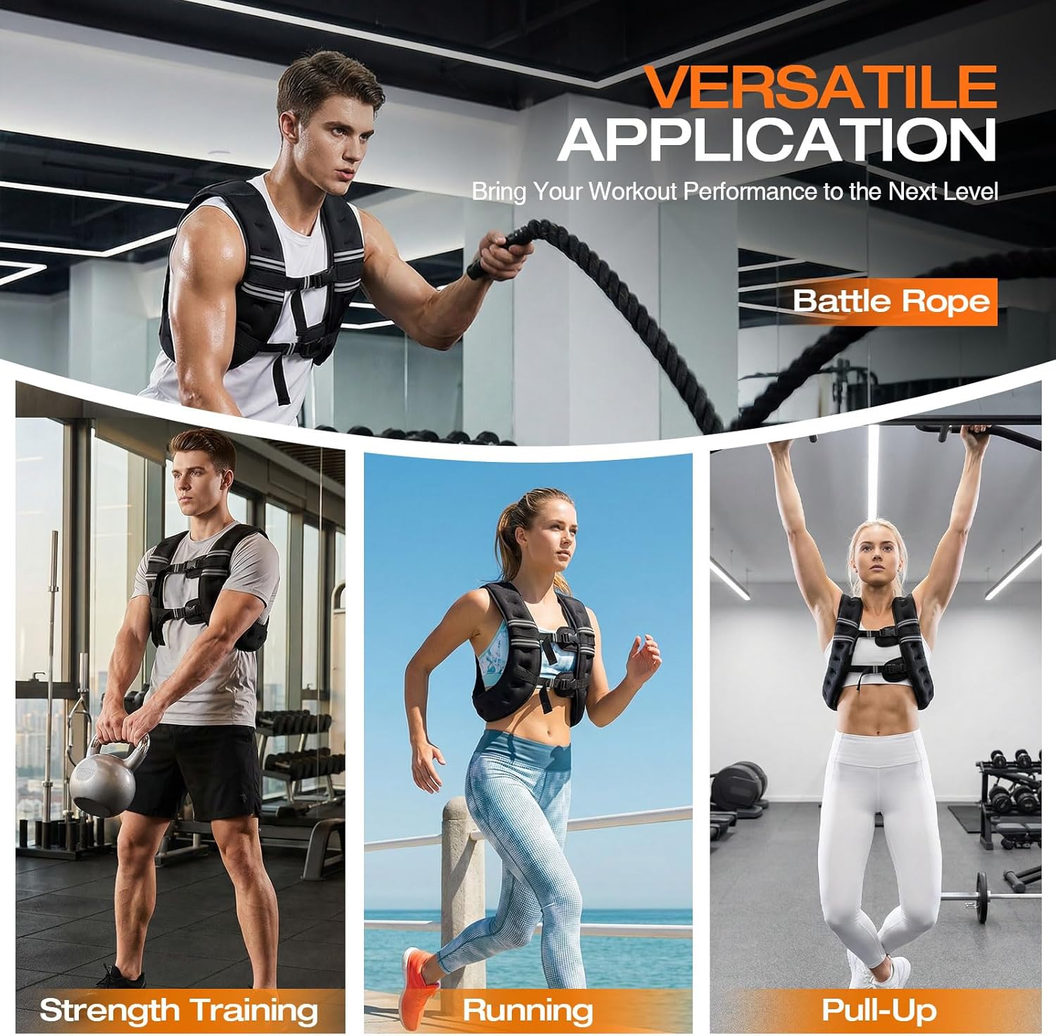 Weighted Vest Men or Women, 20lbs Weights with Reflective Stripe, Weighted Vest for Workout Equipment for Strength Training Running, Chest Size Adjustable Strength Training Weight Vest for Walking Weight Loss