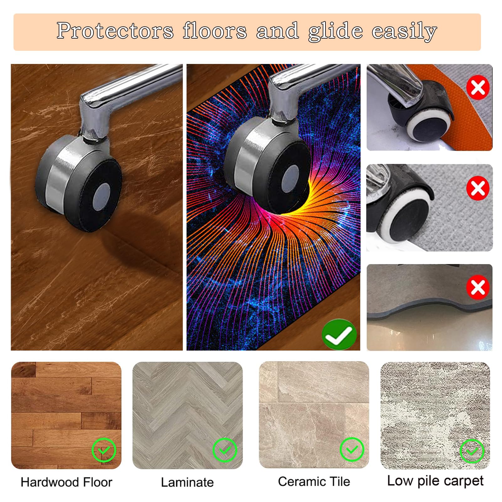 Alfombrilla para Silla de Oficina Gaming 140 x 160 cm Alfombra Entrada Casa Lavables Antideslizante Para Suelos Duros Alfombra Silla Escritorio Protectors Suelo Alfombra Protectora Suelo Silla Ruedas
