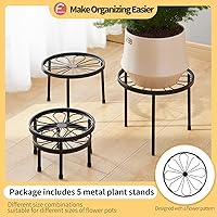 Vista 2 de Soporte para plantas, paquete de 5 soportes resistentes para macetas, estantes de decoración de metal, estante redondo para plantas para macetas