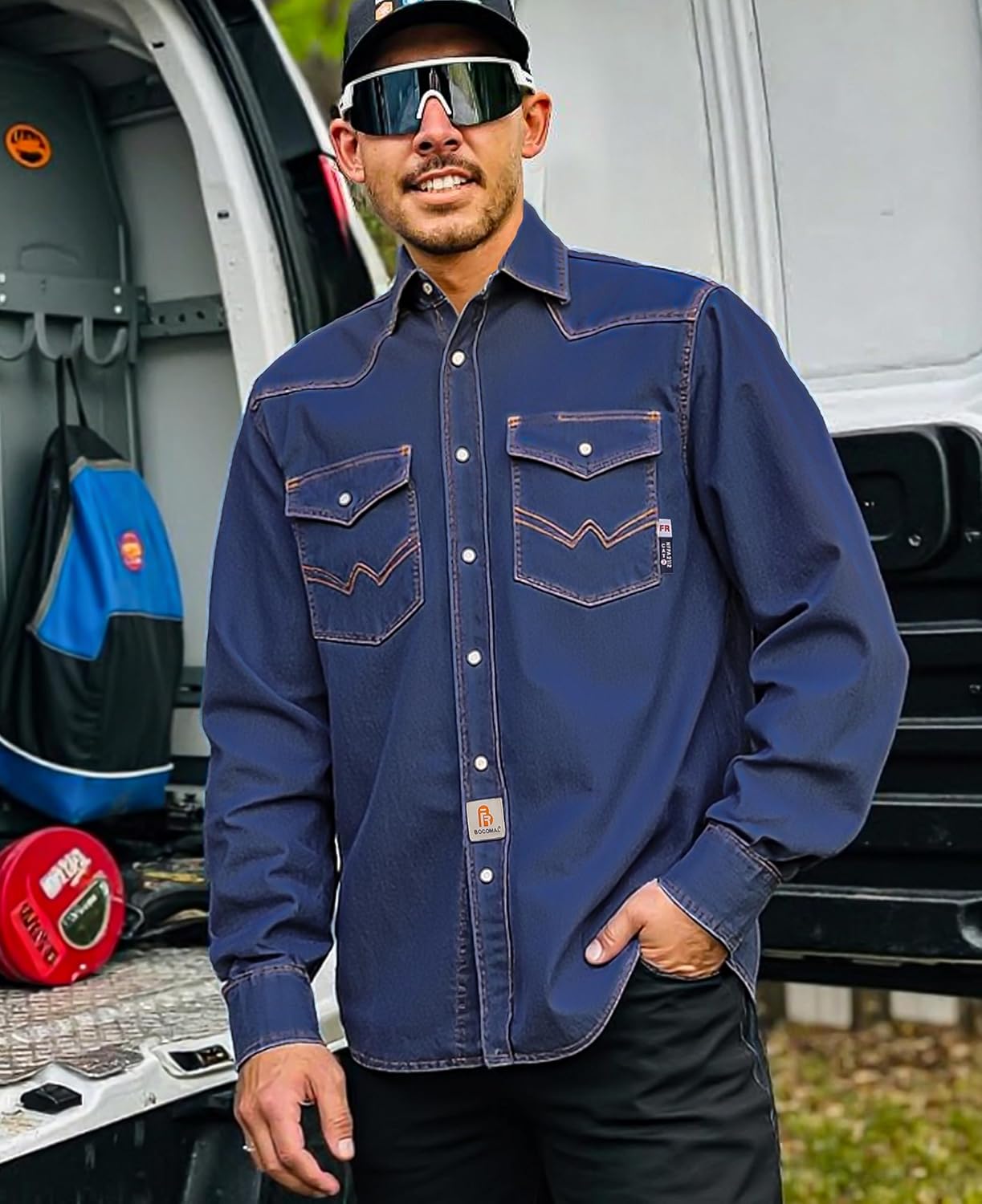 BOCOMAL FR Shirts 6.25oz Lightweight Welding Shirts Flame Resistant Men's Fire Retardant Shirt - Image 3