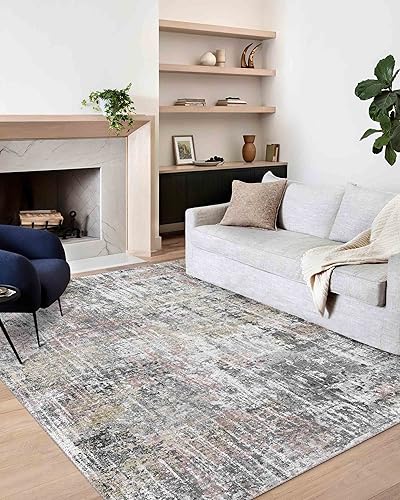 Miniatura 5 de Alfombra lavable ultra suave de 3 x 5 pies, antideslizante, abstracto, plegable, resistente a las manchas, para sala de estar, dormitorio, alfombra