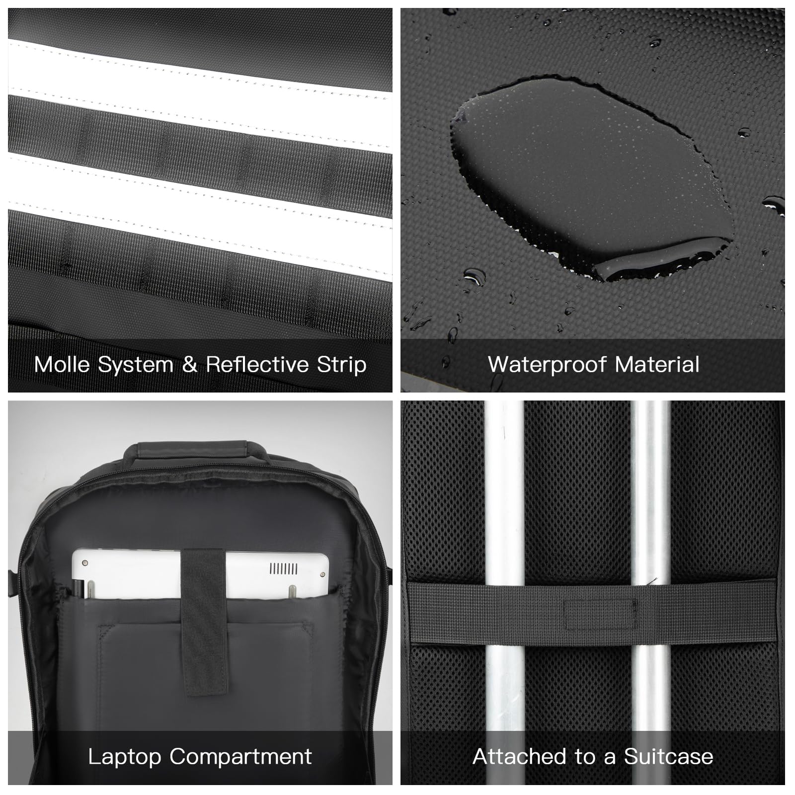 Jueachy Motorrad Rucksack Wasserdicht Herren Damen Motorradhel Backpack | Taktische Motorradrucksack Groß Helmrucksack Reflektierend Black - Ideal Helmtasche Motorrad Zubehör zum Motorradfahren