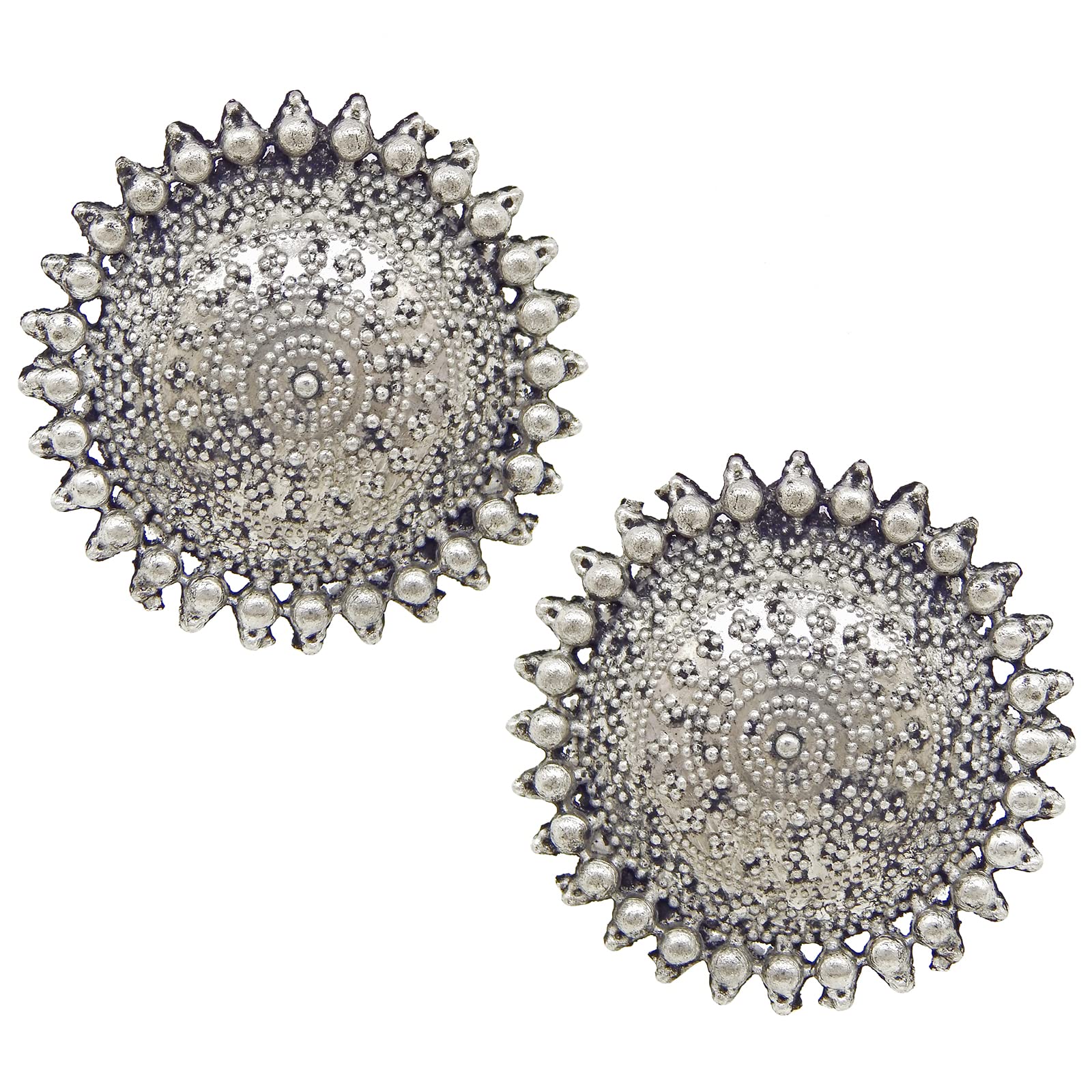 Fresh Vibes Oxidised Silver Round Big Ear Stud Earrings for Women - Stylish & Trendy Daily Use Big Tops Studs Earings for Girls (B09P55VDNP) Amazon Price History, Amazon Price Tracker