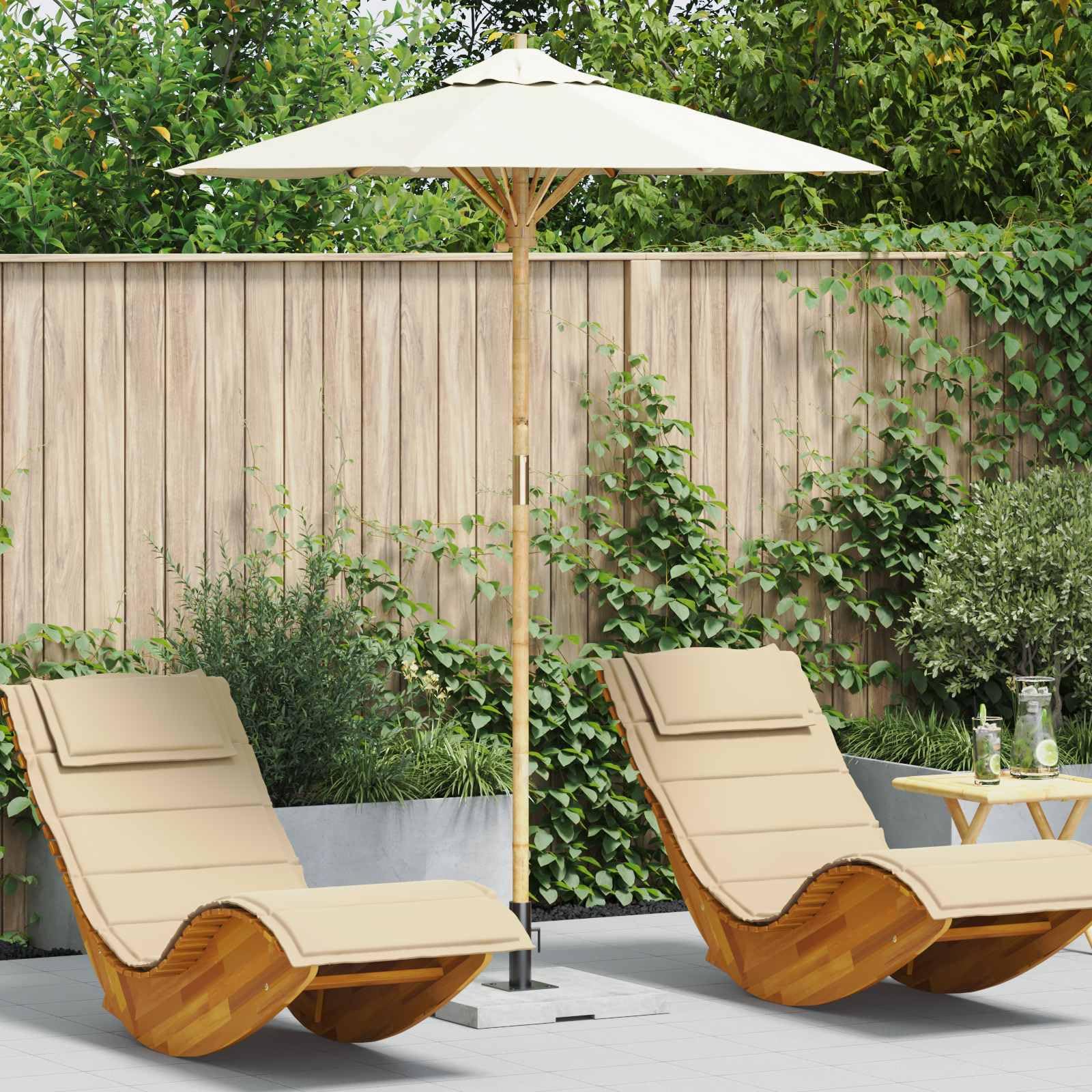 SYDE Kremowy parasol ogrodowy Ø 180 x 230 cm bambus
