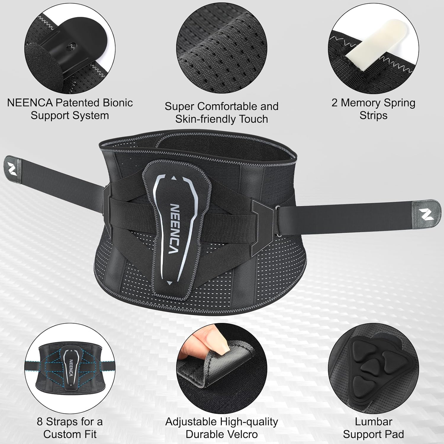 NEENCA Back Brace for Lower Back Pain with Bionic Support System, Adjustable Lumbar Support Belt for Women & Men with Lumbar Support 3D Pad, Breathable Mesh for Herniated Disc, Sciatica, Scoliosis... - Image 2