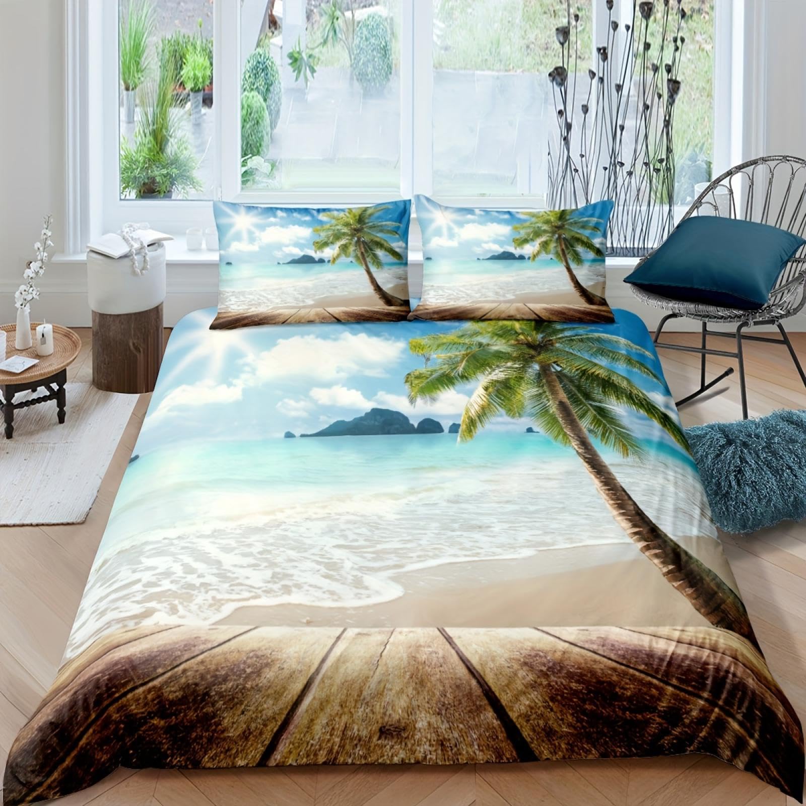Housse de couette palmier hawaïen pour une ambiance de plage ensoleillée