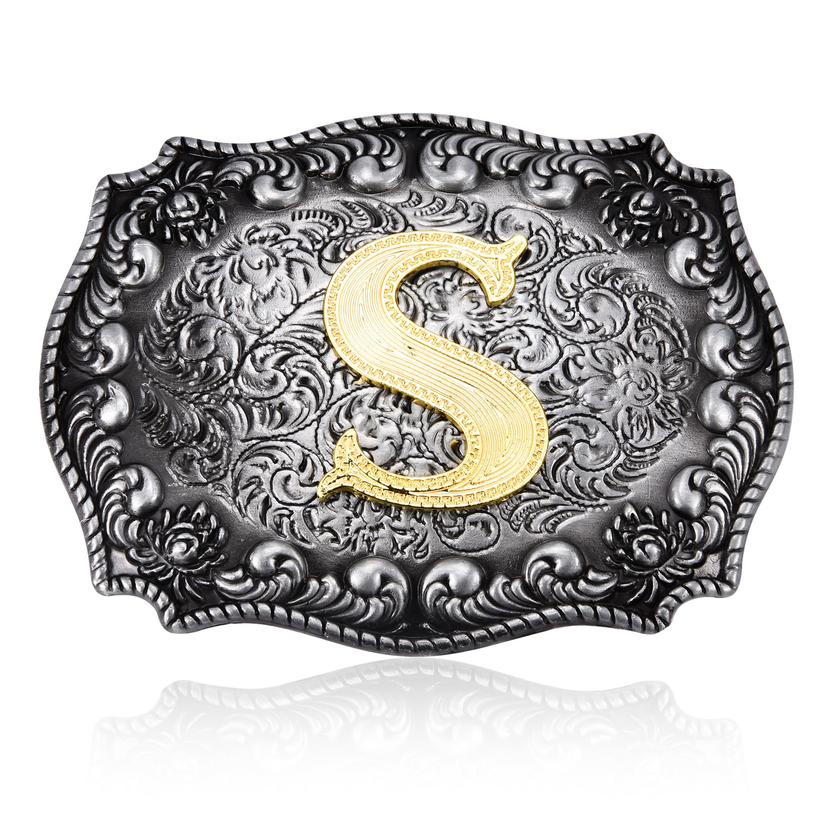 BBOTEN Western Initial Letters Belt Buckle ABCDEFG to Z Cowboy Alphabet Letters Belt Buckles for Men Women