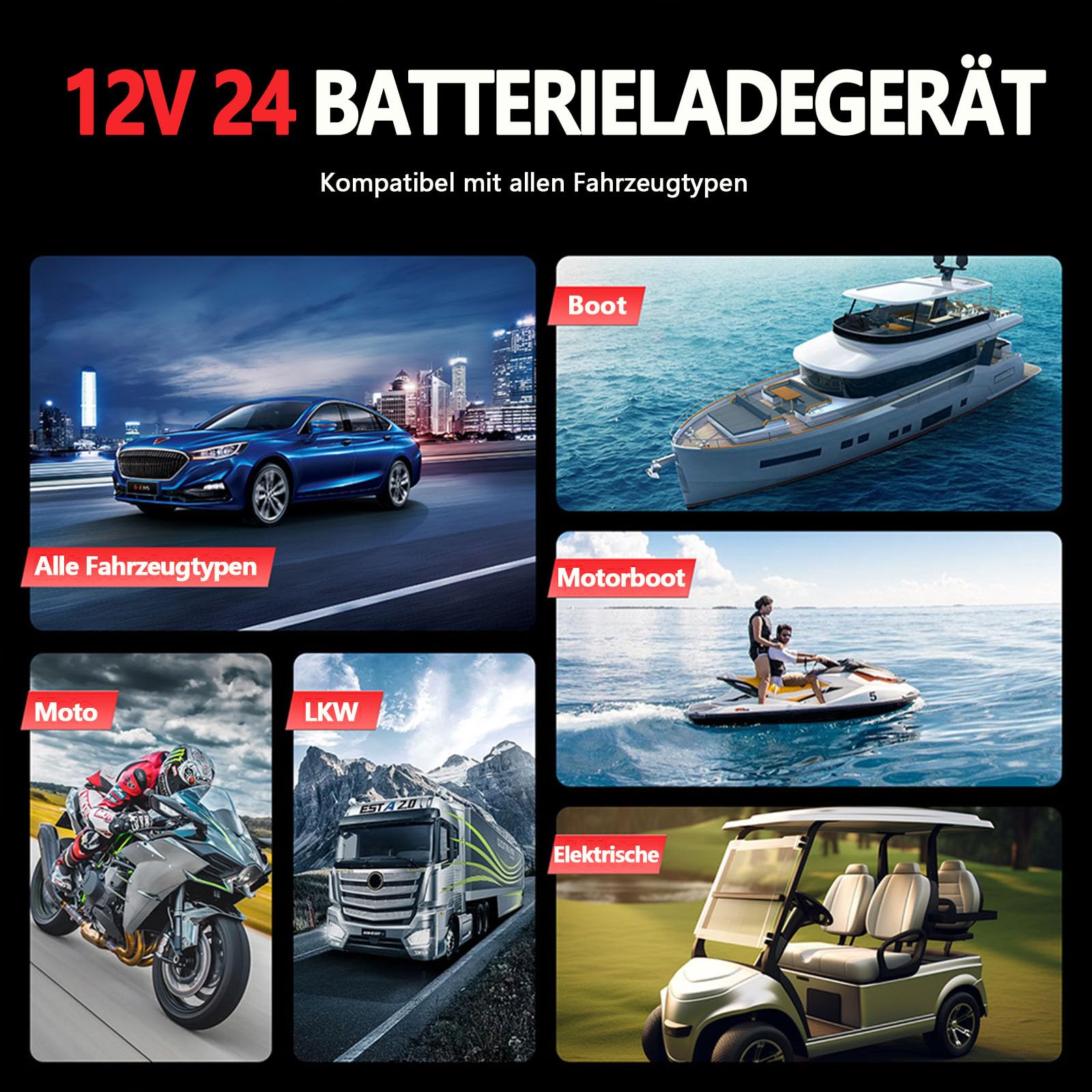 Ładowarka do akumulatora samochodowego 20 A, 12 V, 24 V, w pełni automatyczna ładowarka LiFePO4, ładowarka naprawcza, ładowanie impulsowe, odsiarczanie 20 A, 10 A, prąd ładowania, ładowanie