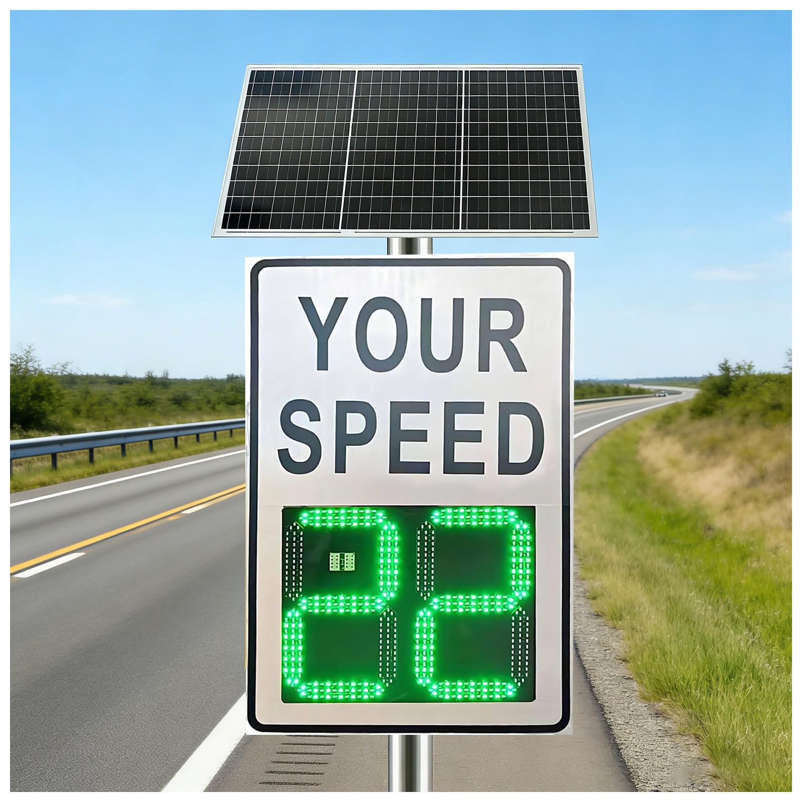 Señales de Radar de Velocidad solares 24"x36", señal de límite de Velocidad, 2 detectores de Pantalla Digital de Velocidad, Alerta roja de Exceso de Velocidad, Material de Aluminio White