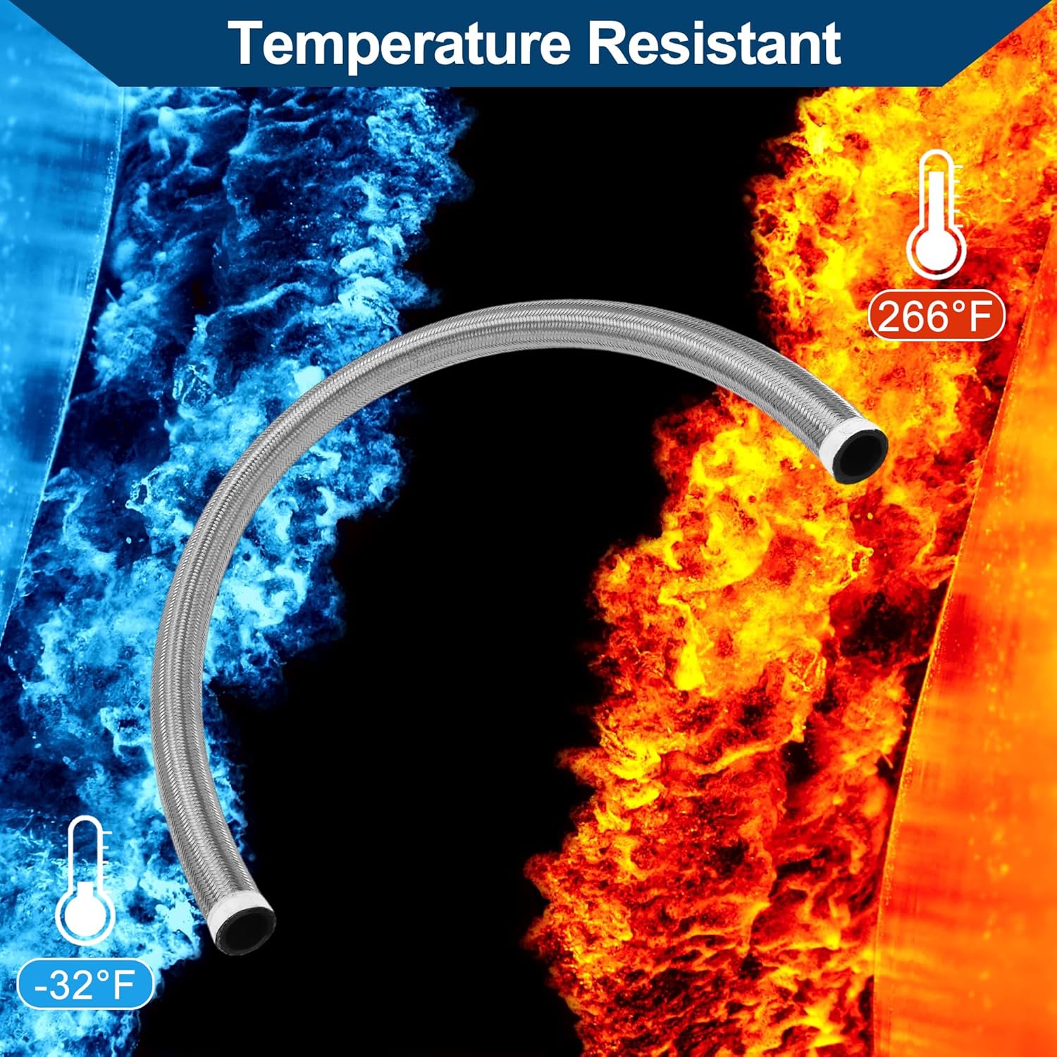 AN-20 Fuel Line Kit 3.05ft Vacuum Hose Automotive Fuel Hose with Clamps 1 Set