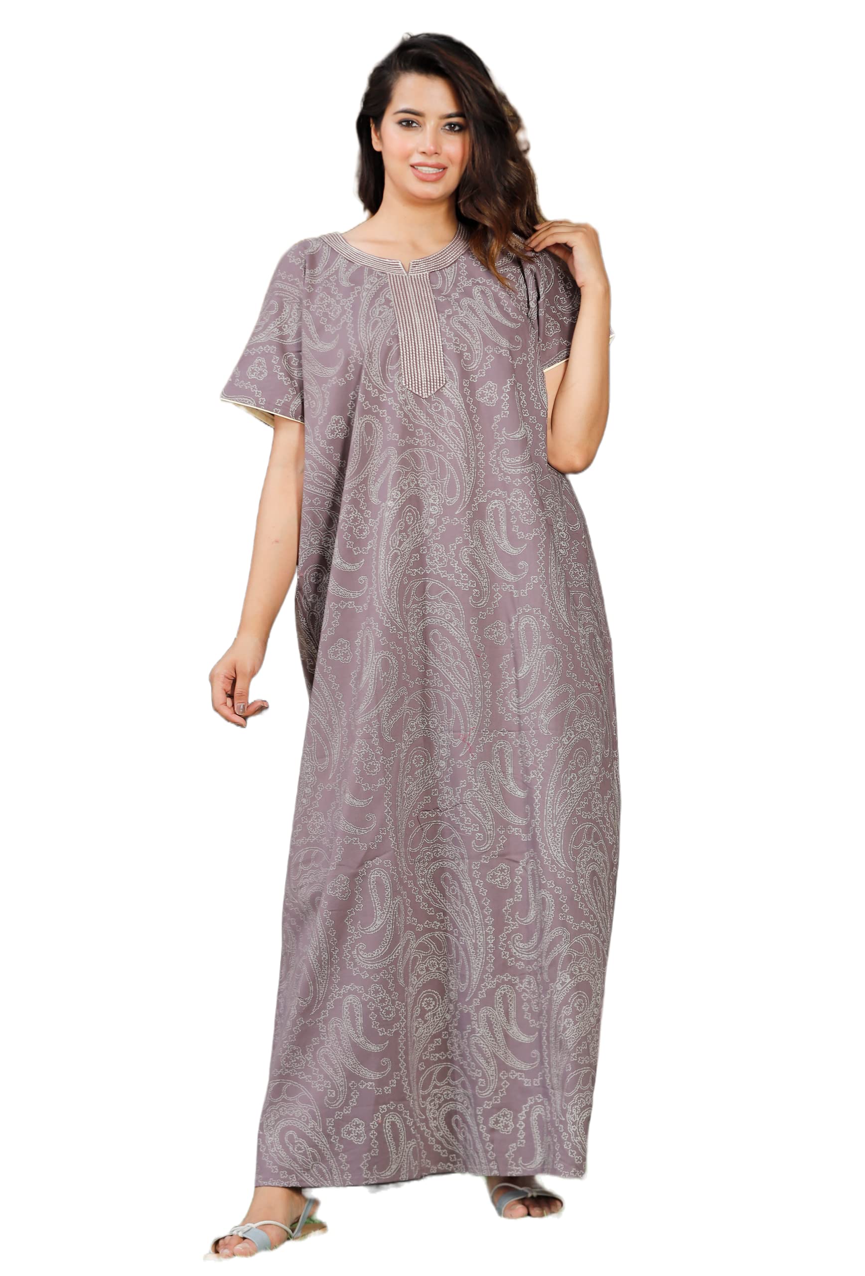 G4GirlPure Cotton Embroidery Nighty for Women's | Night Gown | Nighty | Nightdress | Maxi | Sleepwear | Jaipuri Nighty | Nighties | Gown